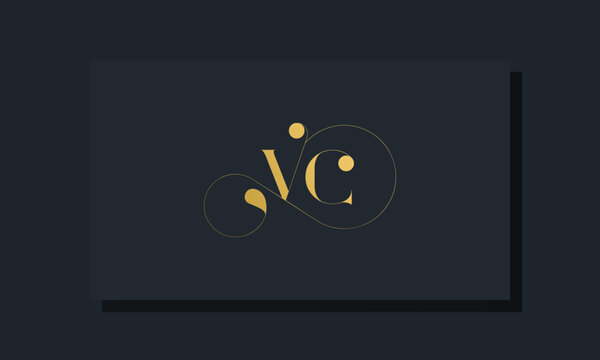 Minimal royal initial letters VC logo