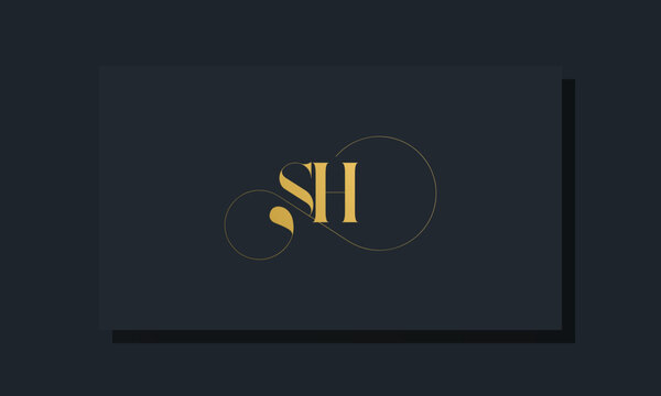 Minimal royal initial letters SH logo