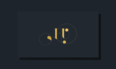 Minimal royal initial letters RU logo