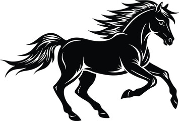 Running Horse Silhouette Vector Illustration with Flowing Mane