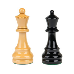 Elegant Chess Queens Cream and Black Studio Shot on Transparent Background