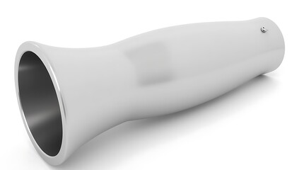 White metal pipe with a flared end on a white background for industrial use