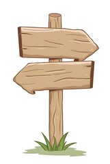 Illustration of a wooden signpost with arrows pointing in opposite directions