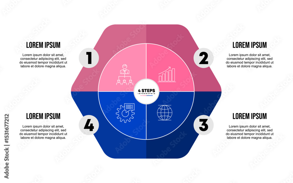 Poster modern vector infographic design template with business icons and circle chart elements for web and 