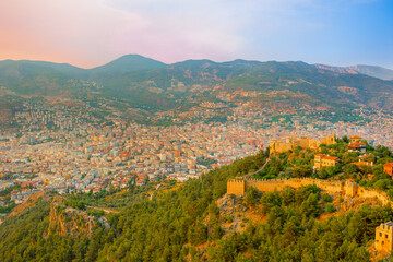Fototapeta premium romantic evening sunset in Alanya for background