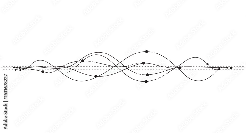 Poster abstract waveform pattern intertwined curves and dots