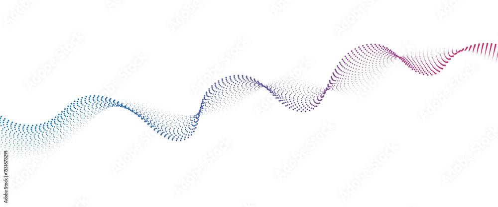 Fototapete flowing dot wave halftone gradient pattern on transparent background