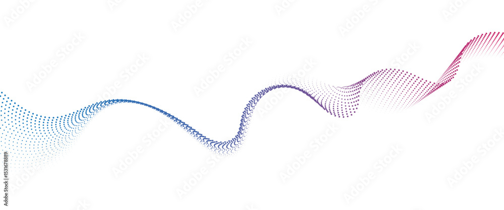 Poster Flowing Dot Wave halftone gradient pattern on transparent background	
