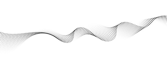 Flowing Dot Wave halftone gradient pattern on transparent background	
