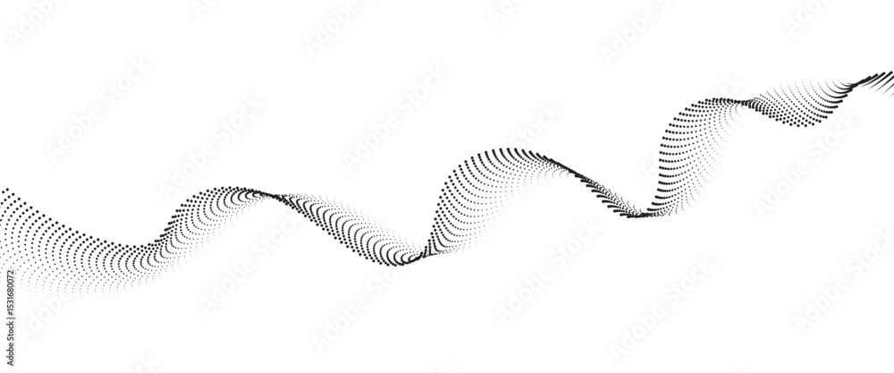 Poster Flowing Dot Wave halftone gradient pattern on transparent background	
