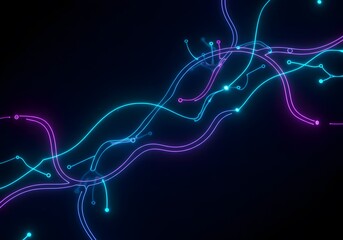 Abstract Neon Wave Background Purple Blue Glowing Lines