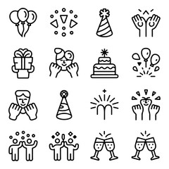 High Quality Party celebration line icon set