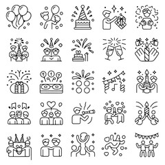 High Quality Party celebration line icon set