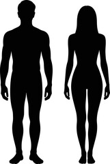 Black Silhouette of a Man and a Woman &ndash; Male and Female Gender Body Silhouettes, Vector Illustration for Medicine, Anatomy, or Health Design

