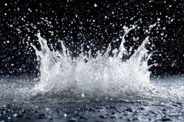 Water splash on dark surface