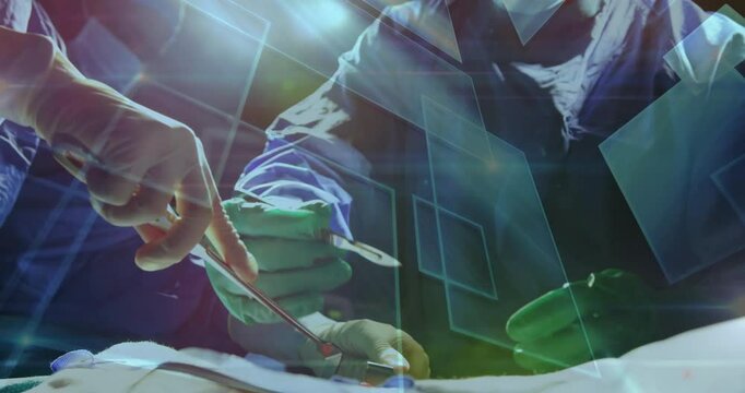 medical surgeon duo holding retractor and initiating incision following AR guidance for dissection