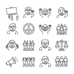 High Quality Protest and activism line icon set