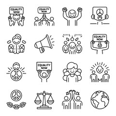 High Quality Protest and activism line icon set