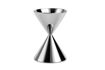 A silver cup with a cone shape
