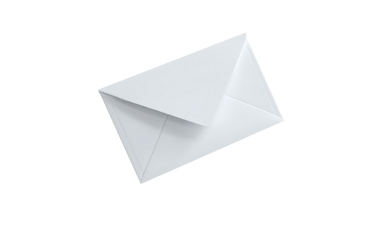 A white envelope with a folded corner sits on a white background - Powered by Adobe