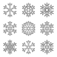 High Quality Snowflake line icon set