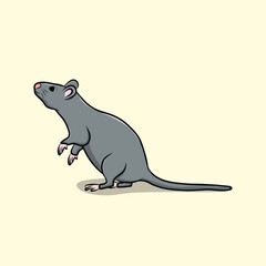Illustration of a gray rat standing on its hind legs