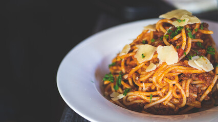 Spaghetti bolognese restaurant food dish meal gourmet 