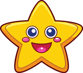 Vibrant Smiling Cartoon Star Character with Playful Expression and Bright Colors for Creative Children's Artwork and Design