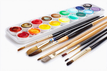 Obraz premium Colorful palette and brushes ready for art