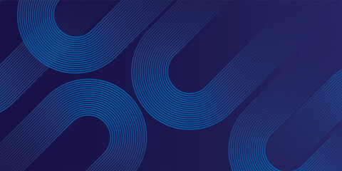 Blue abstract background with blue glowing diagonal rounded lines. Modern shiny geometric lines pattern.