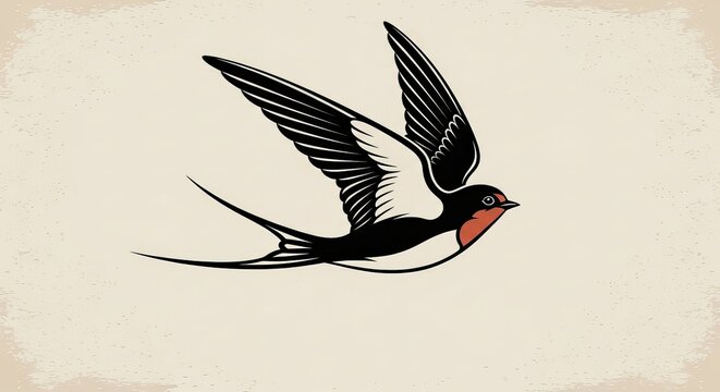 Elegant swallow in flight tattoo design