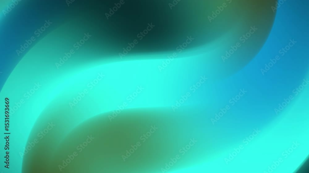 Poster cyan and teal glowing wave motion with soft gradients, suitable for oceanic themes, futuristic scene