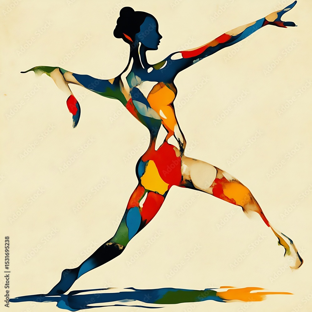 Poster abstract colorful dancer in dynamic pose