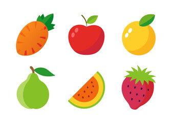 Collection of colorful flat style fruits