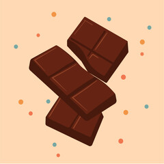 Chocolate Bar Pieces on Neutral Background