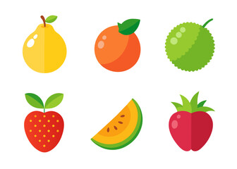 Flat design fruit icons set illustration