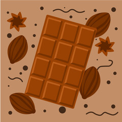 Chocolate Bar with Cocoa Beans and Star Anise