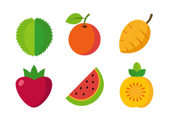 Collection of flat style fruit icons
