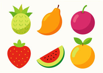 Collection of colorful flat style fruits