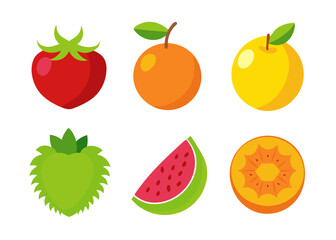 Collection of flat style fruit icons