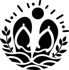 vector illustration silhouette design icon logo symbol flip flops for relaxing travel tourism trip