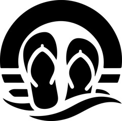 vector illustration silhouette design icon logo symbol flip flops as mascot for simplicity