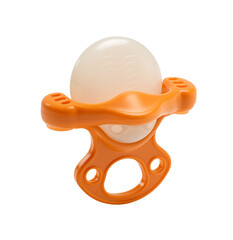 Fototapeta premium Baby Teether: Orange Silicone Soother with Round Head on transparent background png