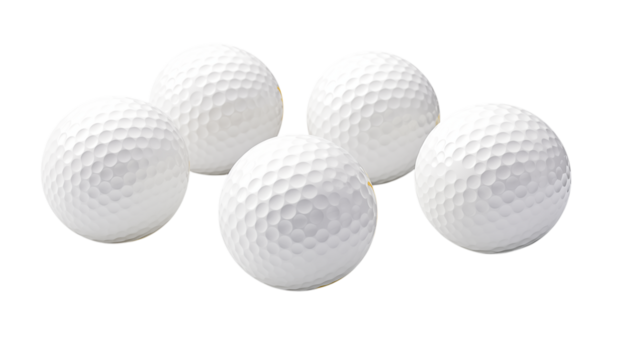 Four White Golf Balls: A Perfect Alignment on transparent background png