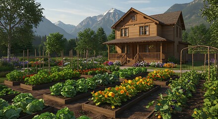 Mountain View Farmhouse with Lush Vegetable Garden A Peaceful Retreat