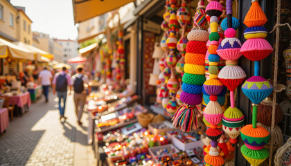 Fototapeta premium Colorful decorations at a vibrant market