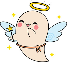 Cute cartoon halloween ghost angel costume design illustration 