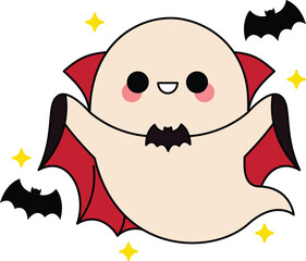 Cute cartoon halloween ghost vampire costume design illustration 