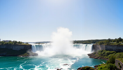Niagara Falls cascading water on sunny day