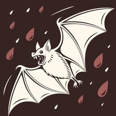 : Bat with Vampire Fangs Halloween Vector